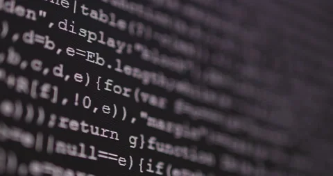 4K Close up dolly shot programming tag coding on PC Monitor. Background conce Stock Footage 153954211