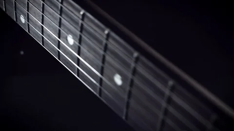 4k Close-up Electric Guitar Strings and Fretboard Video stock 72552942