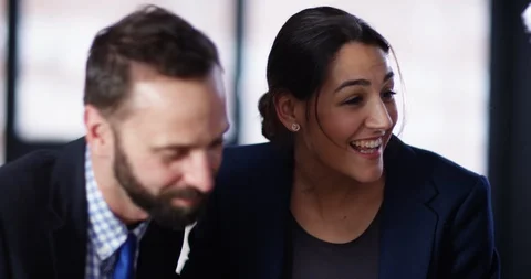 4K Close up excited couple having a meeting with unseen financial adviser Stock Footage 104210852
