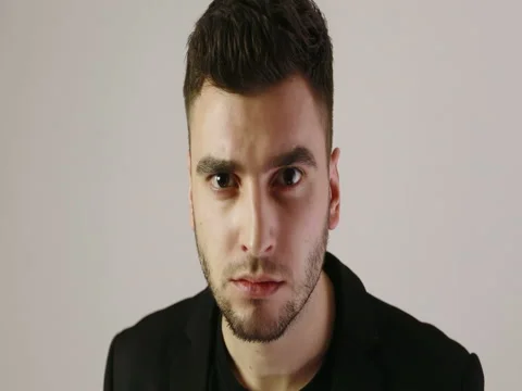 4K Close up of the face of the evil man. Stock Footage 72975322