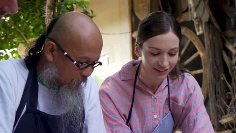 4K, Close-up face handmade leather worker woman, happy face  mood enjoy mak.. Stock Footage 232644927