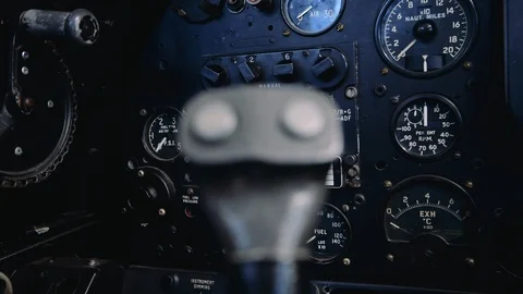 4K Close up footage of the inside of an old plane cockpit Stock Footage 113159083