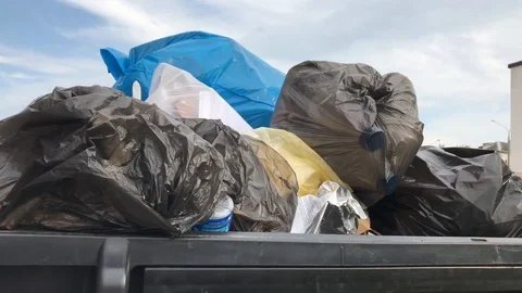4k Close up full polluted trash with plastic waste. Stock Footage 113758738