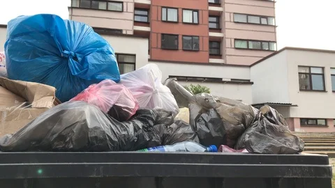 4k Close up full polluted trash with plastic waste. Stock Footage 113758770