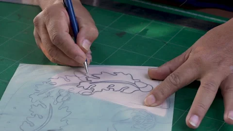 4K, Close-up hand holding glossy paper on cut piece cowhide, in order put g.. Stock Footage 234069982