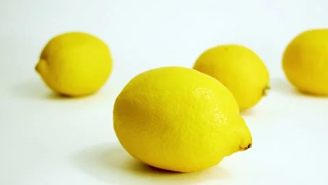 4k: A close up isolated slider view of group organic yellow lemons Stock-Footage 132172018