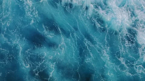 4K Close-up Large Ocean Wave Breaking Deep Blue Water White Foam Stock Footage 330479534