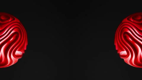 4K Close-up Loop of Abstract 3D Spheres with a Luminous Red Wavy Texture. Stock Footage 315213810