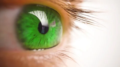 4K. Close-up macro shot of an eye. Variable eye color. Choose color Hue Stock After Effects