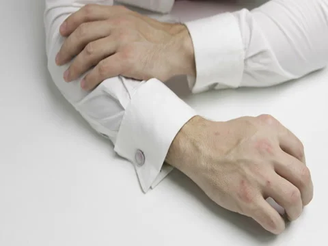4K Close-up of male hands nerve knocking on the table. Stock Footage 73064018