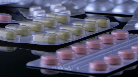 4K close up on medication tablets Stock Footage 46942876