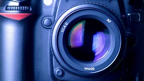 4K Close Up Nikon AF Nikkor 50mm f1.4D Prime Camera Lens Video stock 339268388
