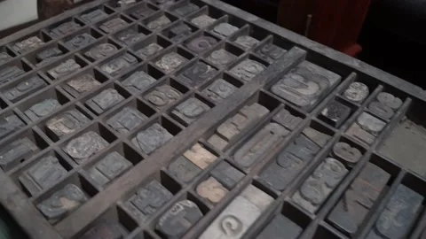 4K close up of old printing typography letterpress imprints Stock Footage 135765352