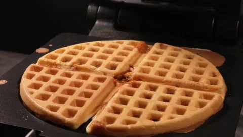4K Close Up Opening Waffle Maker Stock Footage 332507804