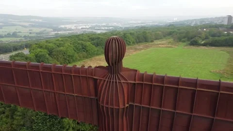 4k Close-up Orbit of Angel of the North 7/24/2024 Gateshead England Stock Footage 282239261