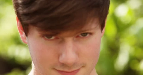4k, Close up portrait of handsome young man. Slow motion. Stock Footage