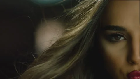 4k Close up portrait of nice looking elegant young woman looking at camera Stock Footage 170172692