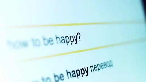 4k Close-up Search Tab, Typing How to Be Happy Stock Footage 81495152