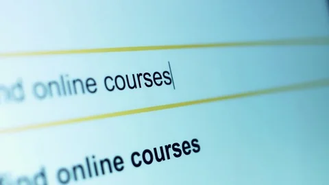 4k Close-up Search Tab, Typing Find Online Course Stock Footage 81496784