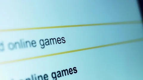 4k Close-up Search Tab, Typing Find online Games Stock Footage 81497309