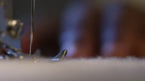4K Close up of sewing machine needle stitching, in super slow motion 库存影片 56671591