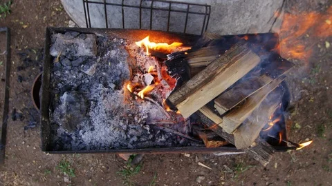 4K the close up shot of burning of fire in slowmotion Stock-Footage 97454836