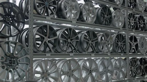 4K Close up shot of discs laying on shelves at shop window Vidéo 96570805