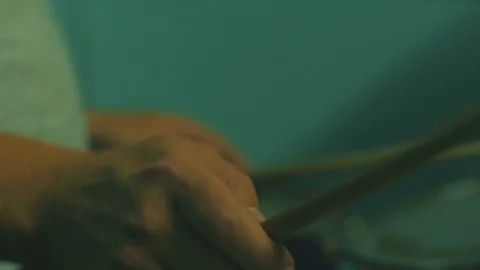 4k close up shot of drummer hands playing on drums Video stock 83886173