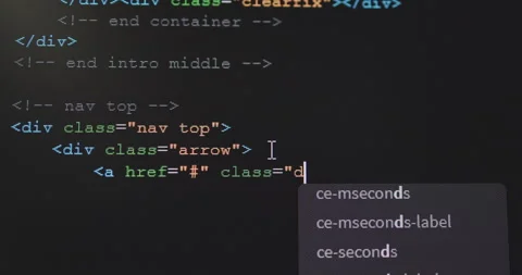4K Close up shot HTML tag code on PC Monitor scroll down. Background concept  Stock Footage 153953558