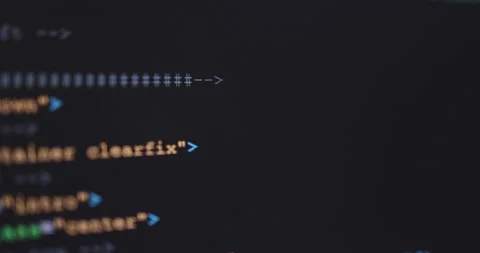 4K Close up shot HTML tag code on PC Monitor scroll down. Background concept  Stock Footage 153953575