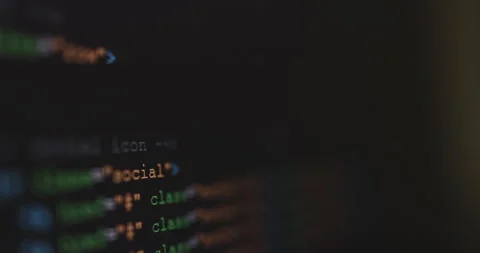 4K Close up shot HTML tag code on PC Monitor scroll down. Background concept  Stock Footage 153953838