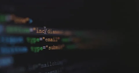 4K Close up shot HTML tag code on PC Monitor scroll down. Background concept  Stock Footage 153953869
