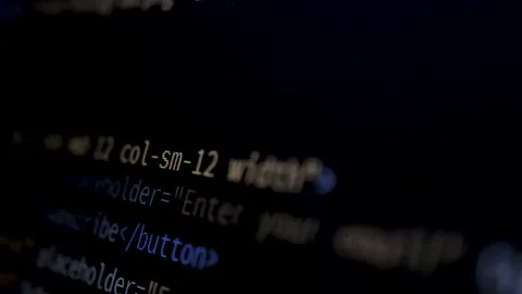 4K Close-up shot HTML tag code on PC Monitor scroll down. Background Stock Footage 219465366