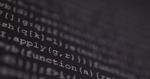 4K Close up shot programming tag code on PC Monitor scroll down. Background c Stock Footage 153953998
