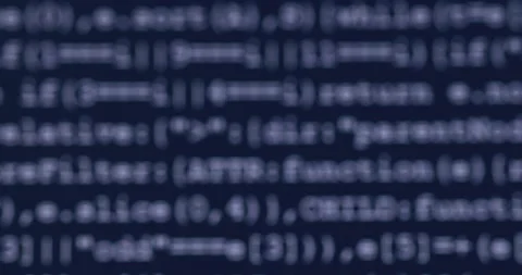 4K Close up shot programming tag code on PC Monitor scroll down. Background c Stock Footage 170823655