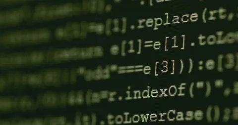 4K Close up shot programming tag code on PC Monitor scroll down. Background c Stock Footage 170824205