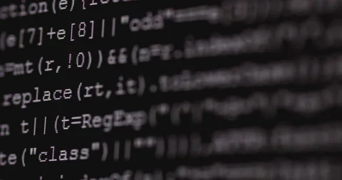 4K Close up shot programming tag code on PC Monitor scroll down. Background c Stock Footage 170824351