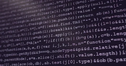 4K Close up shot programming tag code on PC Monitor scroll down. Background c Stock Footage 170826194