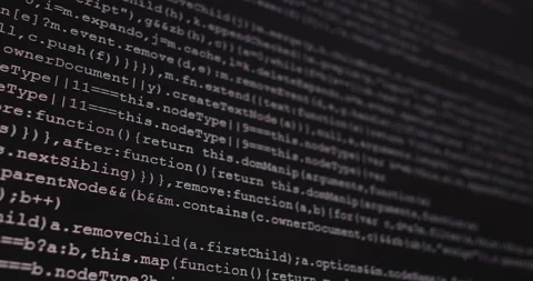 4K Close up shot programming tag code on PC Monitor scroll down. Background c Stock Footage 170826556