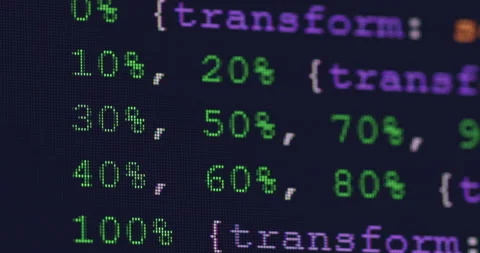 4K Close up shot programming tag code on PC Monitor scroll down. Background c Stock Footage 170826814