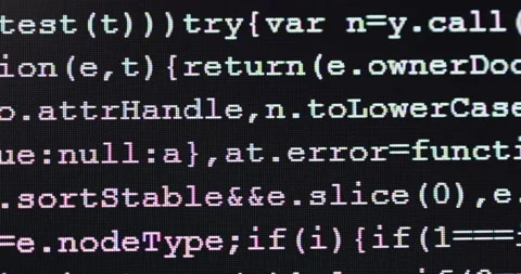 4K Close up shot programming tag coding on screen. Background concept for pro Video stock 172245627