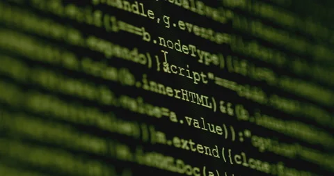 4K Close up shot programming tag code on PC Monitor scroll down. Background c Stock Footage 194194276