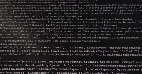 4K Close up shot programming tag code on PC Monitor scroll down. Background c Stock Footage 194196878