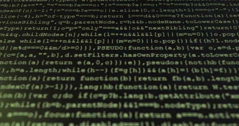 4K Close up shot programming tag code on PC Monitor scroll down. Background c Stock Footage 194197183