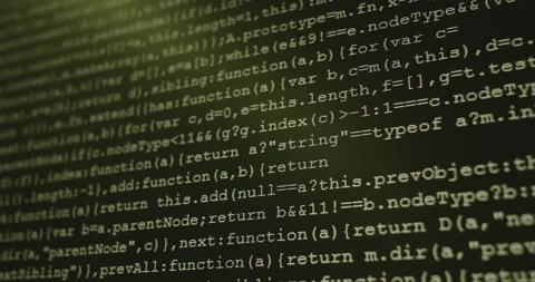 4K Close up shot programming tag code on PC Monitor scroll down. Background c Stock Footage 194197374