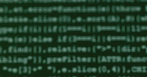 4K Close up shot programming tag code on PC Monitor scroll down. Background c Stock Footage 194199704