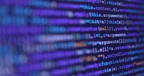 4K Close up shot programming tag coding on screen. Background concept for pro Video stock 196959943