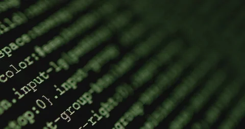 4K Close up shot programming tag coding on screen. Background concept for pro Video stock 196959964