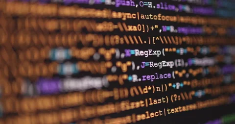 4K Close up shot programming tag coding on screen. Background concept for pro Video stock 196960126