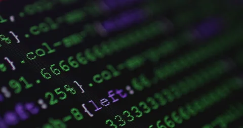 4K Close up shot programming tag coding on screen. Background concept for pro Video stock 196960246